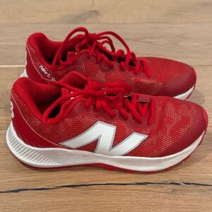 New Balance Red and White Baseball Turf Shoes
